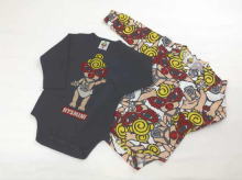 MINI DOLL Pattern Long-sleeved Bodysuits 2P-set