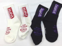 See-through switching LOGO Pattern Crew socks