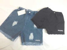 LOGO Embroidery Damage Denim Short pants