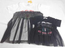 Tulle Like a Layered LOGO Pattern Short-sleeved T-shirt