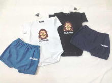 Funny Gorilla & LOGO花纹夹衣 (与运动衫材料牛仔布短裤子)