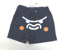Funny Gorilla & LOGO花纹运动衫材料牛仔布短裤子